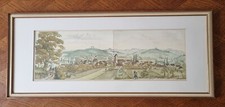 Stupenda litografia a colori - acquaforte colorata "Veduta generale della dolcezza" 1850 circa