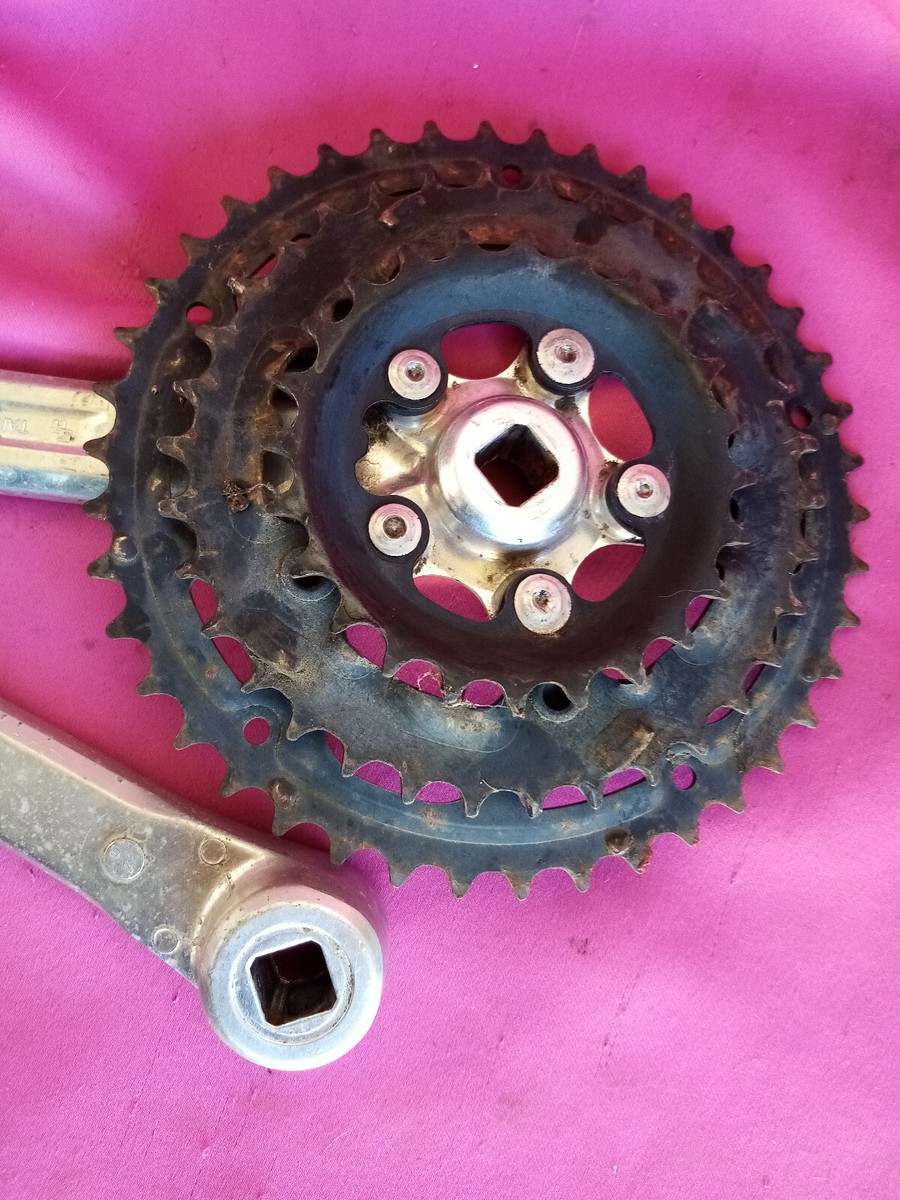 Pédalier SAKAE RINGYO POWERFLO F Triple Plateau 170mm – Acier/alloy, VTT Rétro Vintage