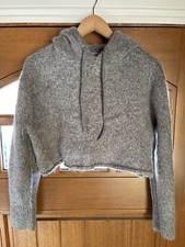 All Saints Ava Hoody Crop Gray Size Medium