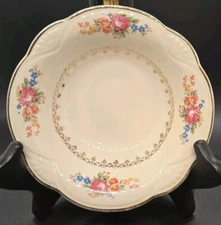 Homer Laughlin Marigold VTG Dinner 5.5" Bowls 6pcs 1940’s Scalloped Pink Blue 