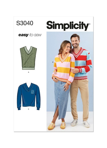 Simplicity 3040 Unisex Top & Oberteile NäHmuster GrößEn XS-XXL FäHigkeit:-image