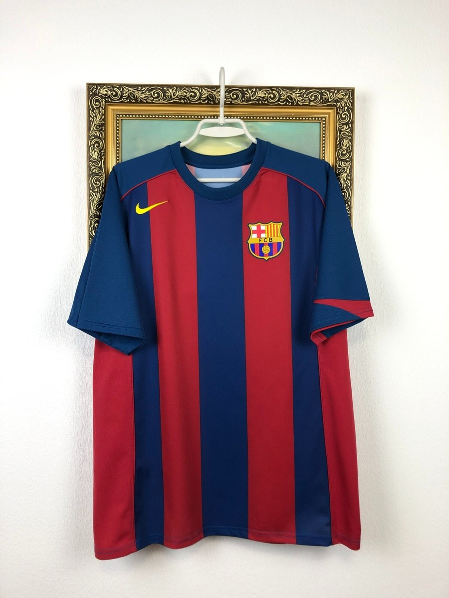 Barcelona Home football shirt 2004 Soccer #7 Larsson Nike Jersey