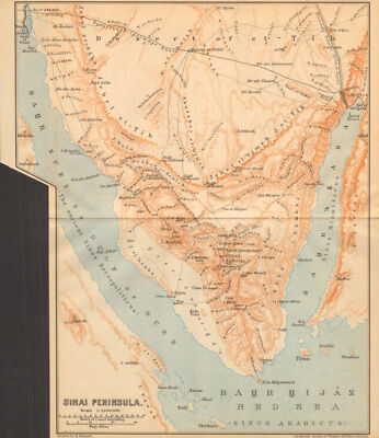 Sinai Halbinsel, Ägypten. Golf von Akaba & Suez. Sharm el-Sheikh Eilat 1912 Karte