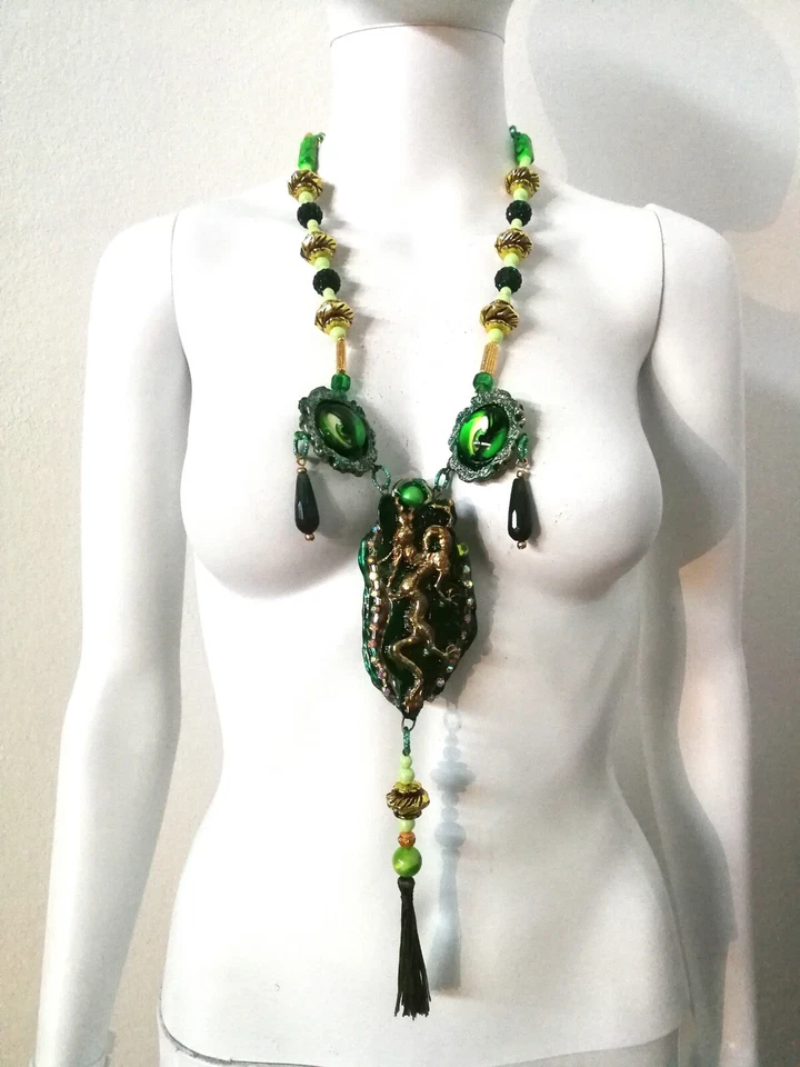 Маммона ювелирных изделий ожерелье зеленый глаз дракон подвеска Ouroboros змея камень кристаллы - Изображение 3 из 4