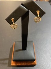 14k Yellow Gold Diamond Cut Heart Dangle Earrings