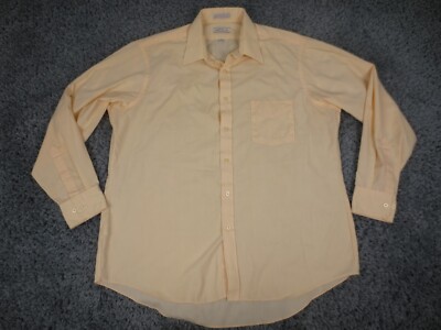 Vintage Oakton Ltd. Shirt Mens 17 Peach Blend Button Up Long Sleeve Made In USA*