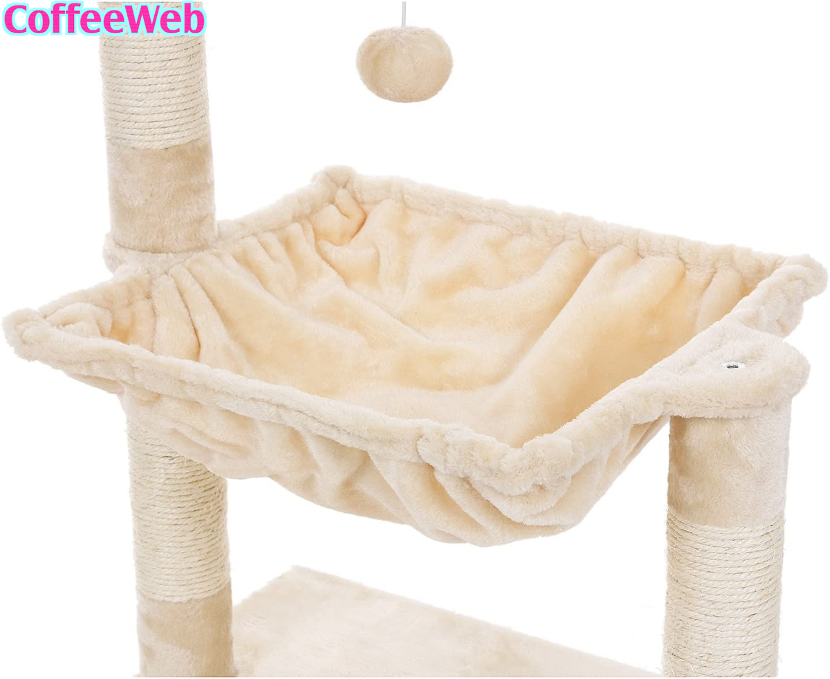Tiragraffi Per Gatti FEANDREA - Con Cuccia, Piattaforma E Giocattolo, In Sisal E Flanella, Altezza 70 Cm