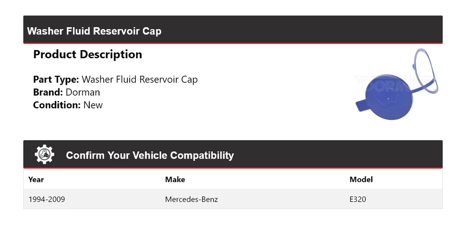 For 1994-2009 Mercedes-Benz E320 Dorman Washer Fluid Reservoir Cap 1995 1996 - Image 2 of 4