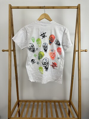 VTG 80s Skate Rags Skull Crossbone Bold Graphic Skateboard T-Shirt