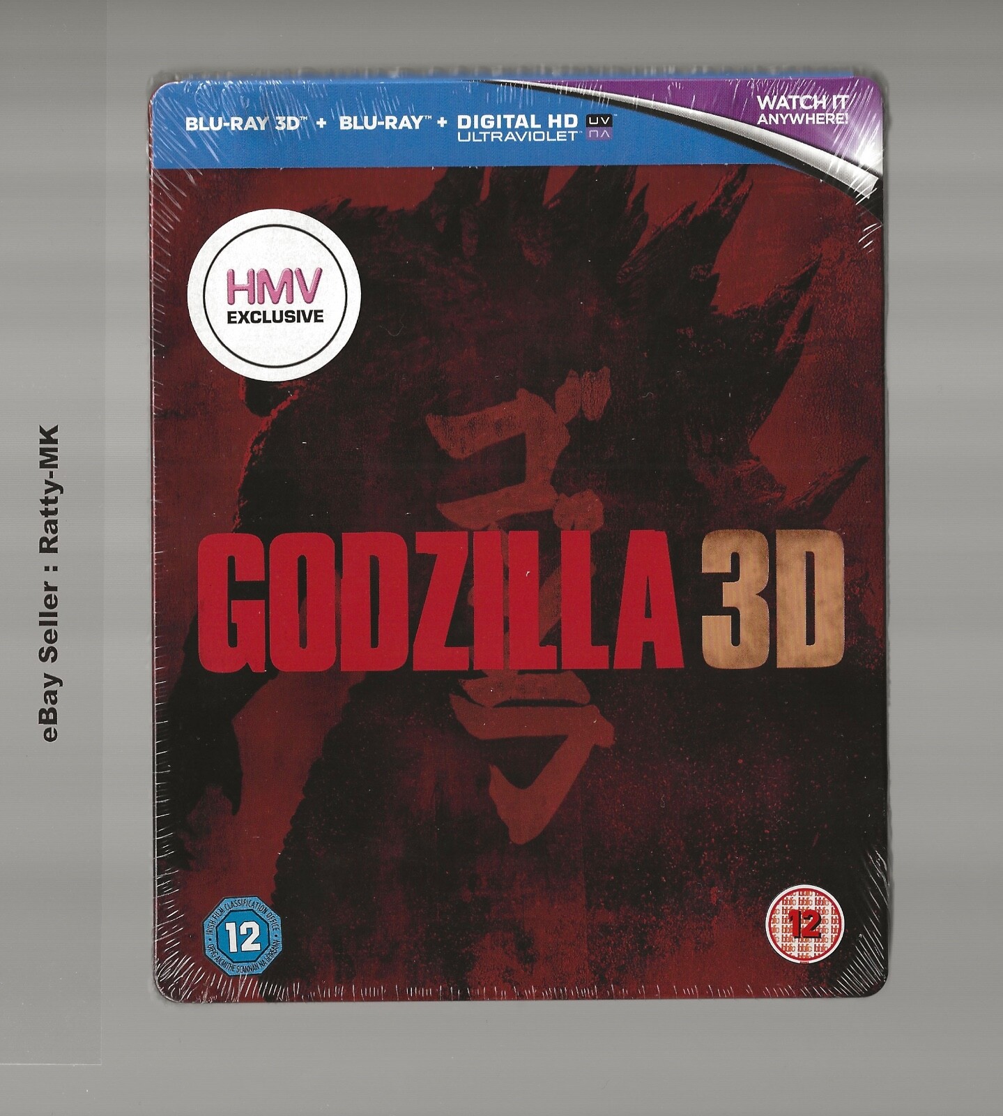 GODZILLA 3D (2014) - UK EXCLUSIVE 3D +2D BLU RAY STEELBOOK - NEW & SEALED
