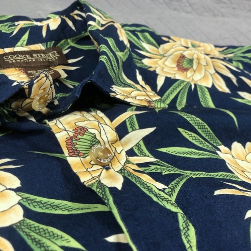 Cooke Street Hawaiian Shirt Men XL Blue Floral Tropical Beach Surf Cotton Button - Picture 10 of 24