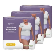 42 Count Amazon Basics Incontinence Underwear for Women, Protective, Disposable,
