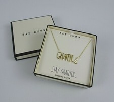 Rae Dunn GRATEFUL Necklace 14K Gold Plated Sterling Silver 925 Gift Box 16