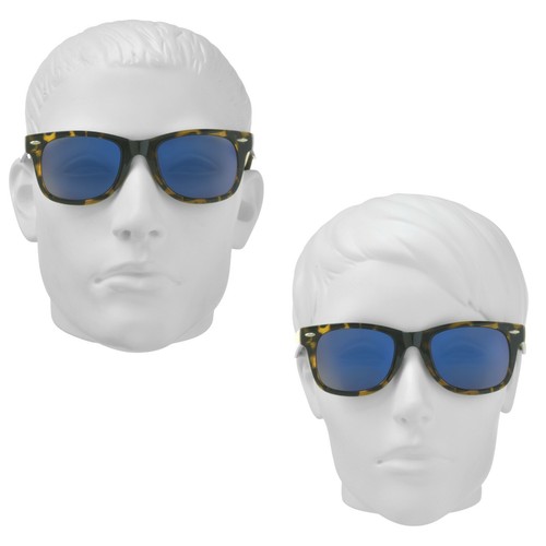 BIFOCAL Sunglass Reader Horn Rim Browline Square Frame Blue Flash Mirrored Lens - Picture 8 of 13