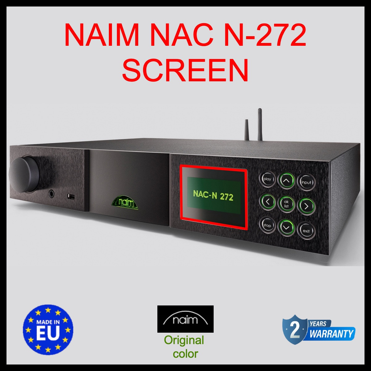 Écran NAIM NAC N 272 pièce de remplacement neuve pour préamplificateur