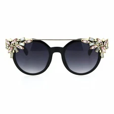 Fancy Rhinestones Fashion Womens Sunglasses Bling Metal Top UV 400