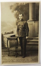 Soldier in Uniform RPPC Real Photo Postcard Photo-Atelier "Elite" Reichenberg  