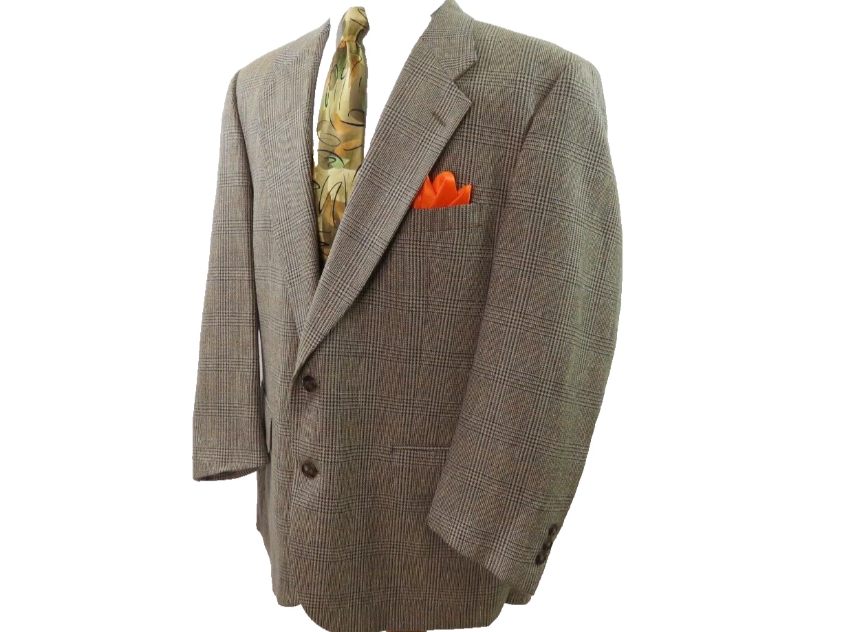 Giacca blazer Burberry Prorsum uomo lana marrone Glen a quadri cappotto sportivo 45 R USA EUC