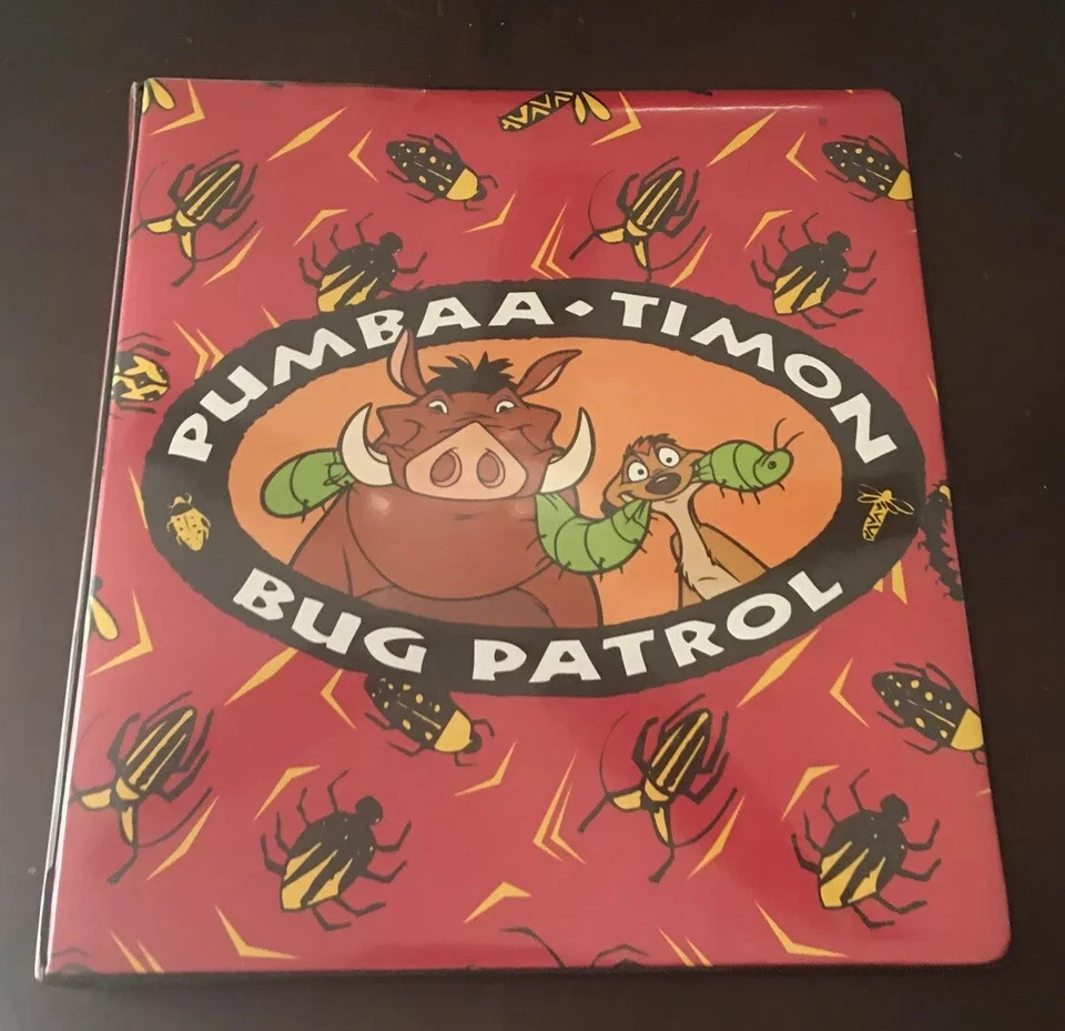 Cuaderno vintage de la década de 1990 Disney 3 anillas Rey León Timón Pumba Bug Patrol Foto 2 de 4