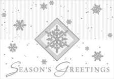 Silver Foil Snowflakes on White Designer Greetings Christmas Card
