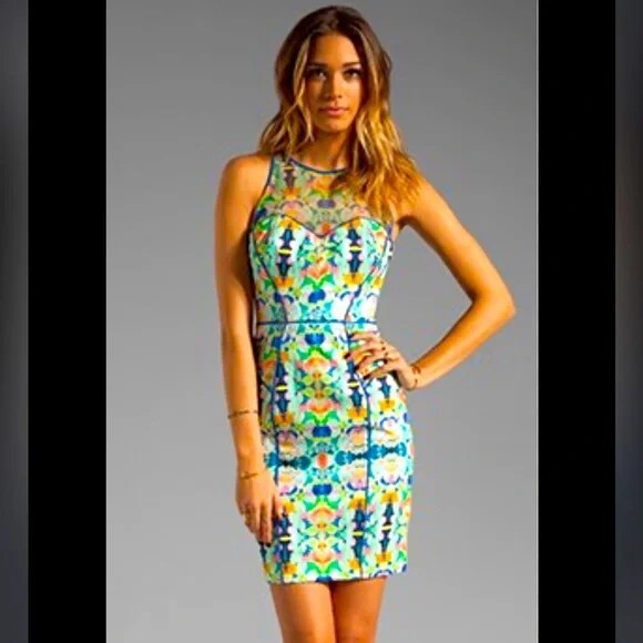 Milly Kaleidoscope Print on Stretch Cotton Mesh Racer Dress Size 2 | eBay