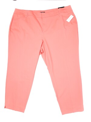 Roz & Ali Dressbarn Womens Pants 24W Peachy Pink Stretch Blend Ankle Buttons