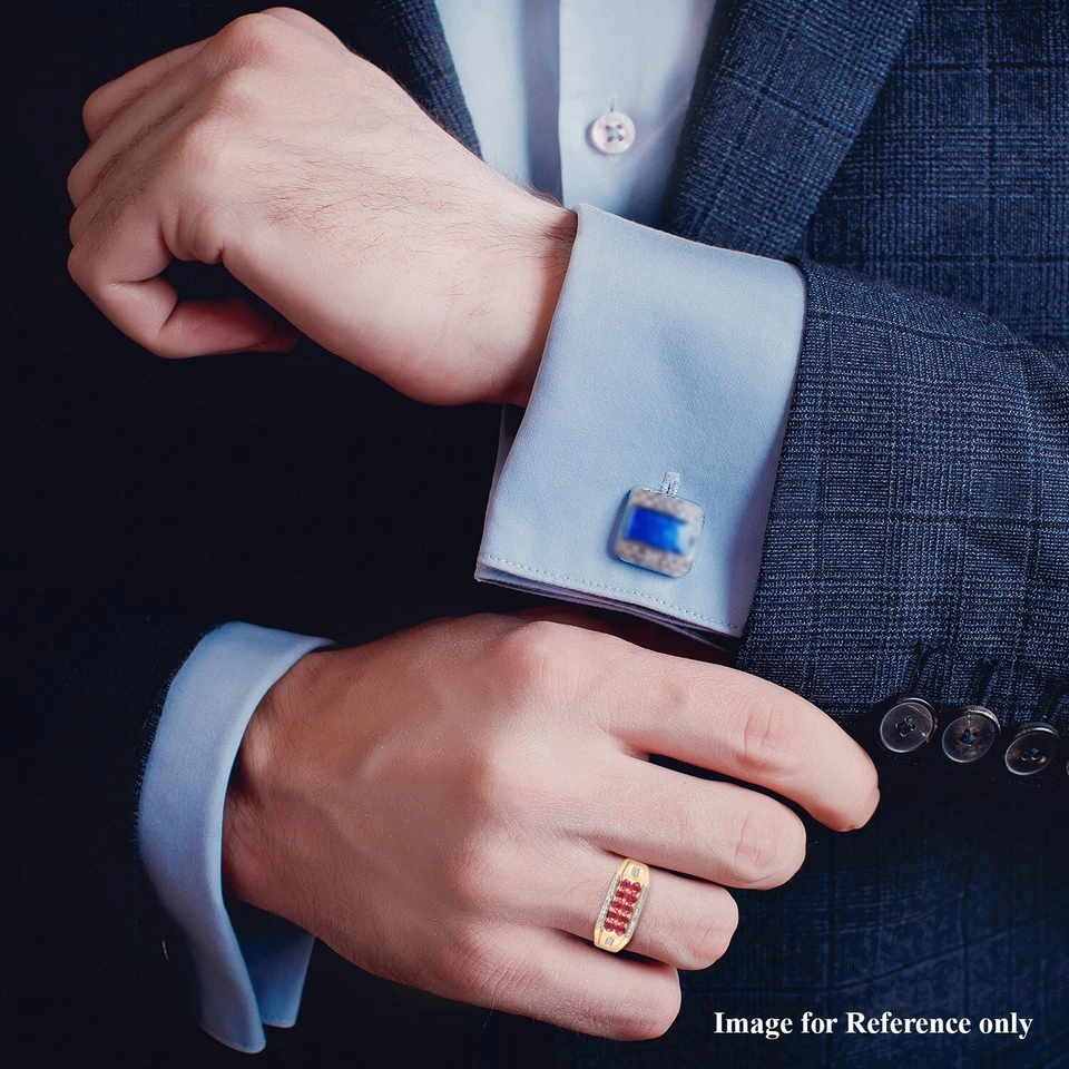 anillo rubí creado en laboratorio para hombre, anillo de plata chapado en oro para hombre, anillo de compromiso para hombre Foto 3 de 4