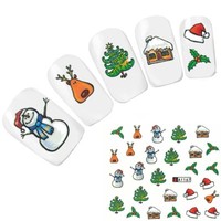 Tattoo Nail Art Nikolaus Santa Weihnachten Schneemann Aufkleber Nagel Sticker