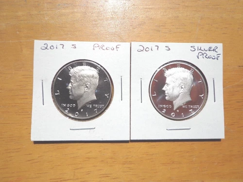 2017 S Silver & Clad Proof Kennedy Half Dollar 2 Coin Lot Set