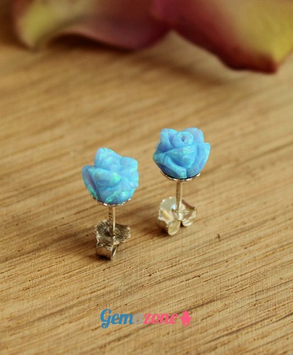 Pendientes de tachuelas de flor rosa piedra preciosa a elegir plata esterlina joyería para dama de honor - Imagen 14 de 23