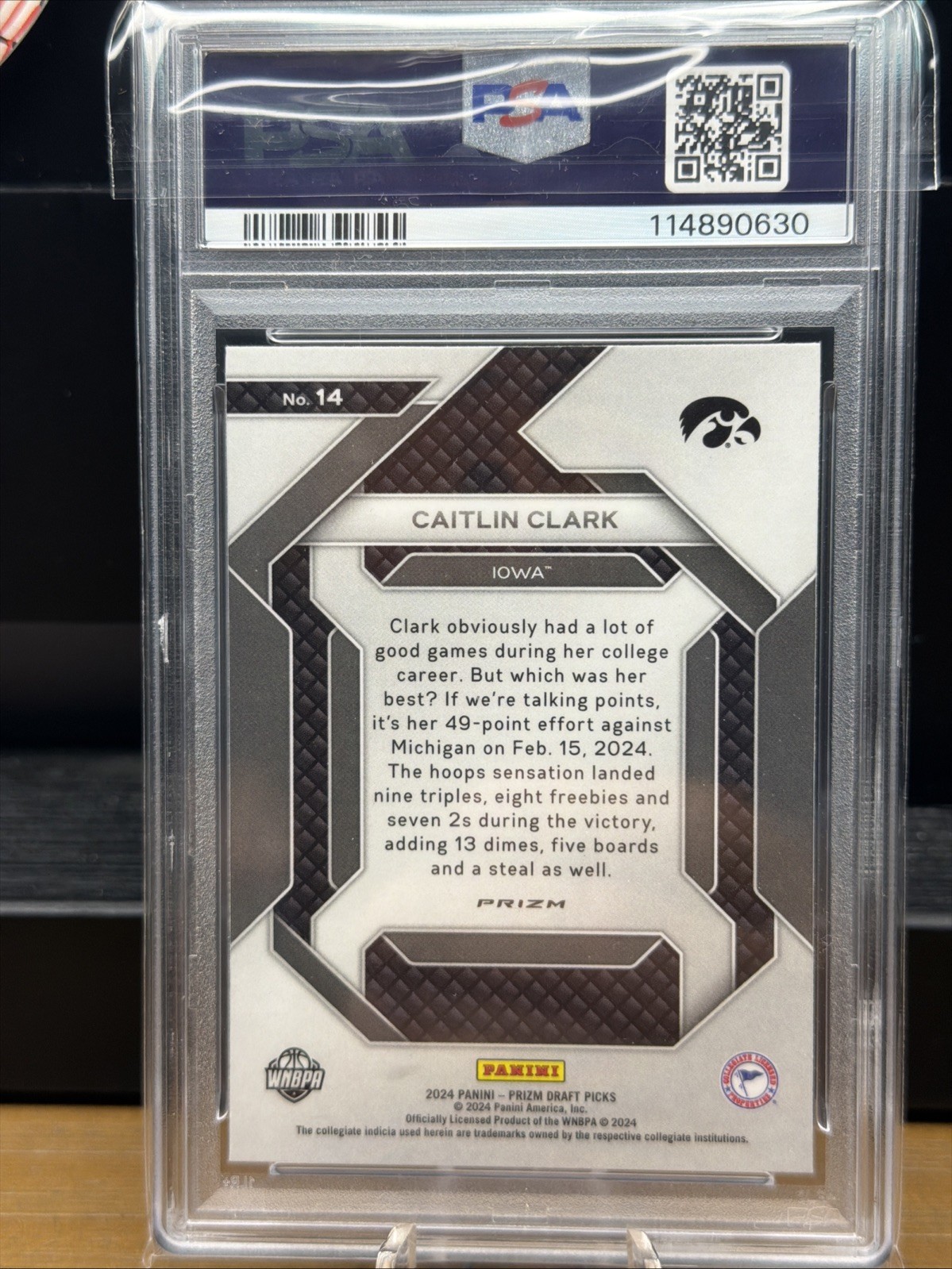 Panini 2024 Prizm Draft Picks WNBA Caitlin Clark New Recruits Silver #14 PSA 10 view 2
