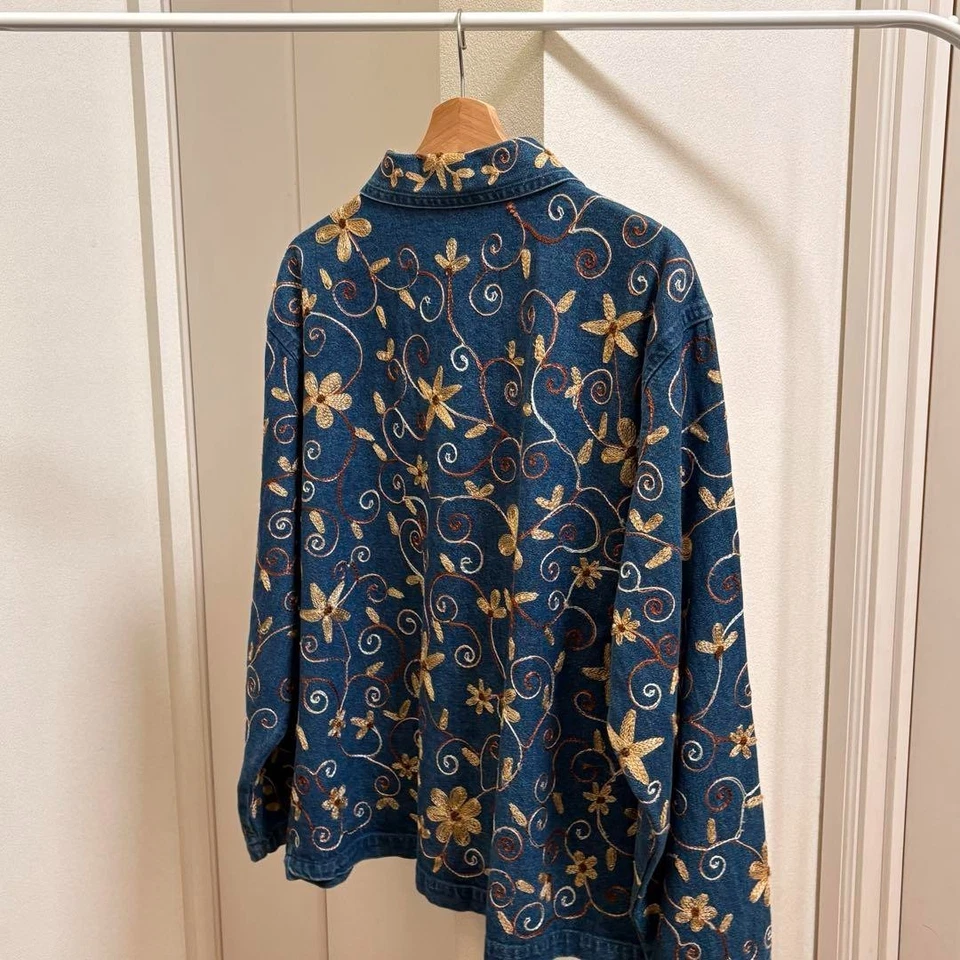 DRIES VAN NOTEN Archive Denim Jacket All-Over Embroidery Size L USED japan - Image 2 of 4