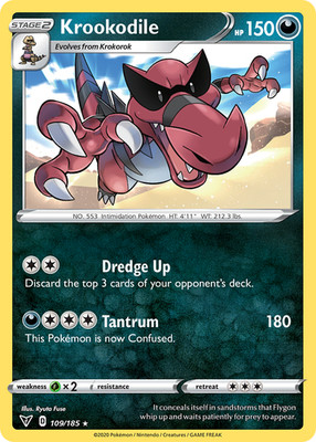 Pokemon - Krookodile - 109/185 -  Reverse Holo Rare - Vivid Voltage - NM/M