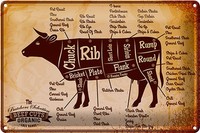 Blechschild Kuh 30X20Cm Beef Cuts Organic Metzgerei