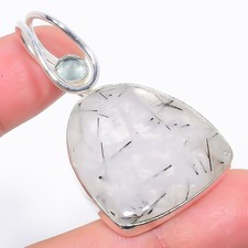 Natural Black Rutilated Quartz Pendant 2.0" Z330