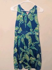Lilly Pulitzer “Shell We Dance” Silk Blend Dress Nautical Shell Anchor Print M
