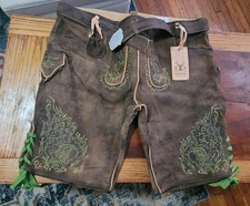 AlpsOak Men's Oktoberfest Lederhosen Authentic German Leather Shorts Size 64