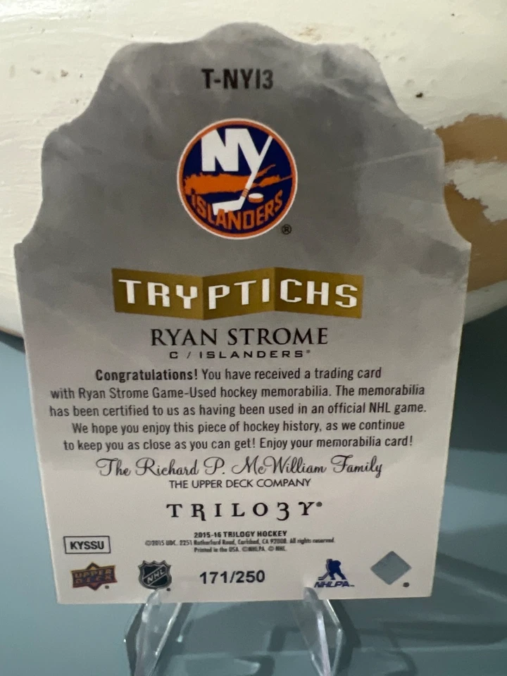 2015-16 Upper Deck Trilogy - Tryptichs Jersey Ryan Strome #T-NYI3 /250 (MEM) - Image 2 of 2