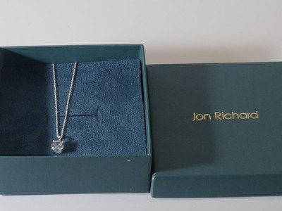 Jon Richard Sterling Silver Cubic Zirconia Solitaire Necklace Boxed New 44cm