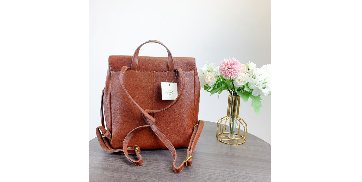 S NWB Fossil Claire Brandy Leather Backpack SHB1932213 Brown $195 Fossil Claire Backpack Medium - Brown for sale online | eBay main image 3