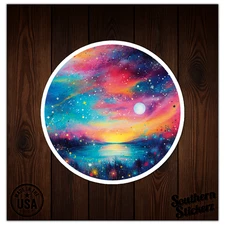 Night Sky Stars Moon - Vinyl Decal Sticker - Car Window Laptop - ebn9710