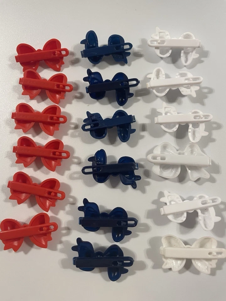 Lote De Colección Niñas Clip de Pelo Lazo Correas Rojo Blanco y Azul Patriótico Años 80’s 90’s Y2K Foto 2 de 4