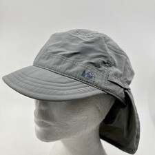 REI Kids Army Cadet Style Hat 7Y   14 Y with Neck Flap UV Protection Gray