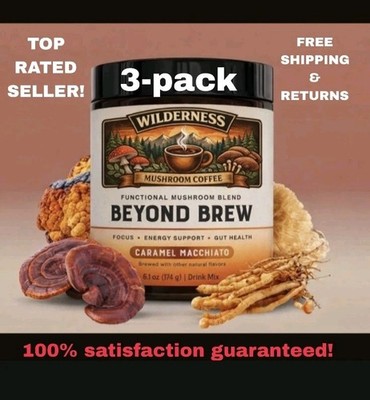 (3) Pack Caramel Macchiato Beyond Brew Mushroom Coffee 7-in-1 Energy/focus Gut