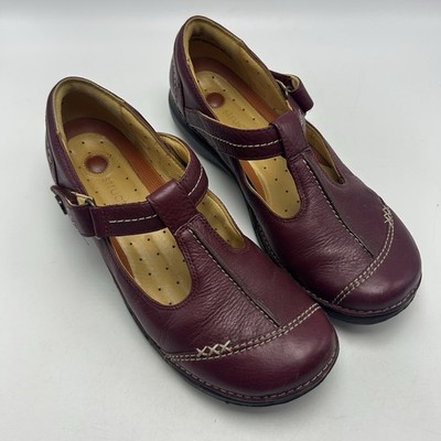 【美品】90s Clarks メリージェーン イングランド製 Structured By Clarks Mary Jane Shoes Womens 8.5 M Red