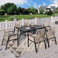 7er Set Poly Rattan Sitzgarnitur Family Gartenmöbel Essgruppe Lounge Sitzgruppe