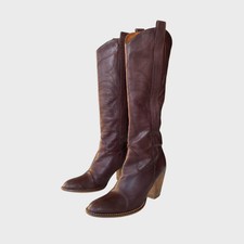 Vintage Billi Bi Brown Leather Boots Western Knee High Size US5.5/ EU36