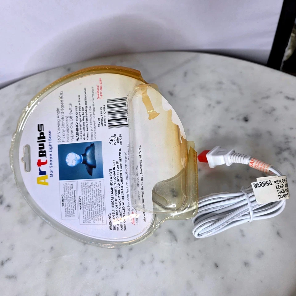 Sunbeam Art Bulbs Star Shape Light Base Silver Lamp NEW vtg 8413 Y2K on/off 8413 - Image 4 of 4