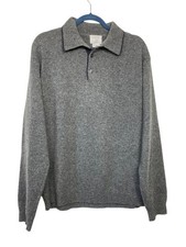 J. Crew Men's Vintage 100 Lambswool Collared Pullover Sweater Y2K Gray L