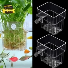 2 Pack Clear Aquarium Plant Holder Top Hanging Pots Fits 0.8in Tank Edge Aquasca
